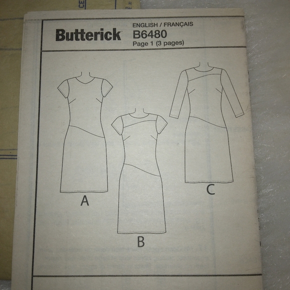 BUTTERICK B6480 SZ 14-22 EASY Misses fitted dress w/neckline sleeve variations - Picture 4 of 5